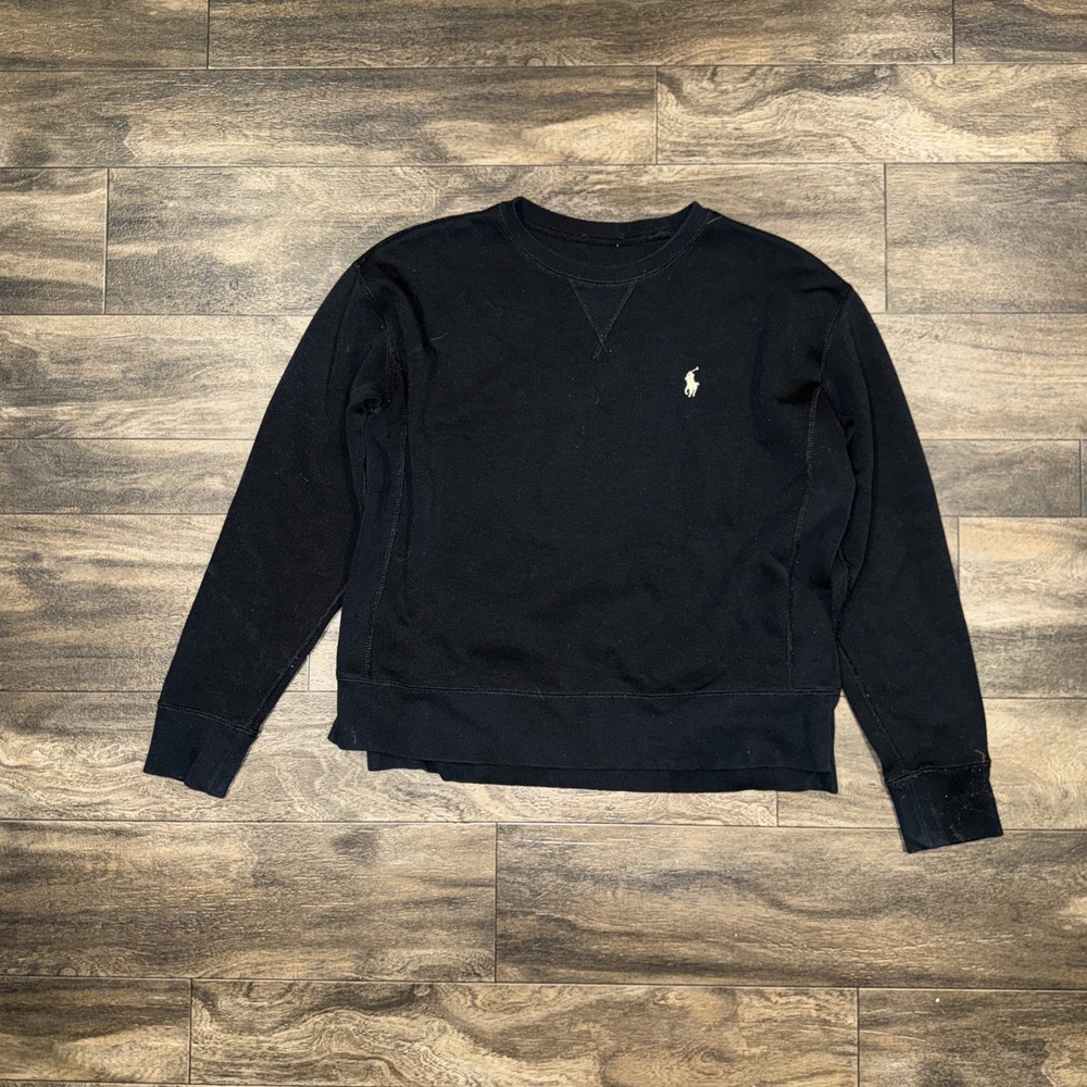 Polo Ralph Lauren Fleece Pullover Crewneck Sweater Long-Sleeve Men's M Black